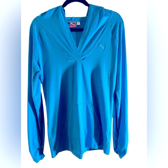 Chandail sweater PUMA size M blue à capuche - Picture 1 of 6